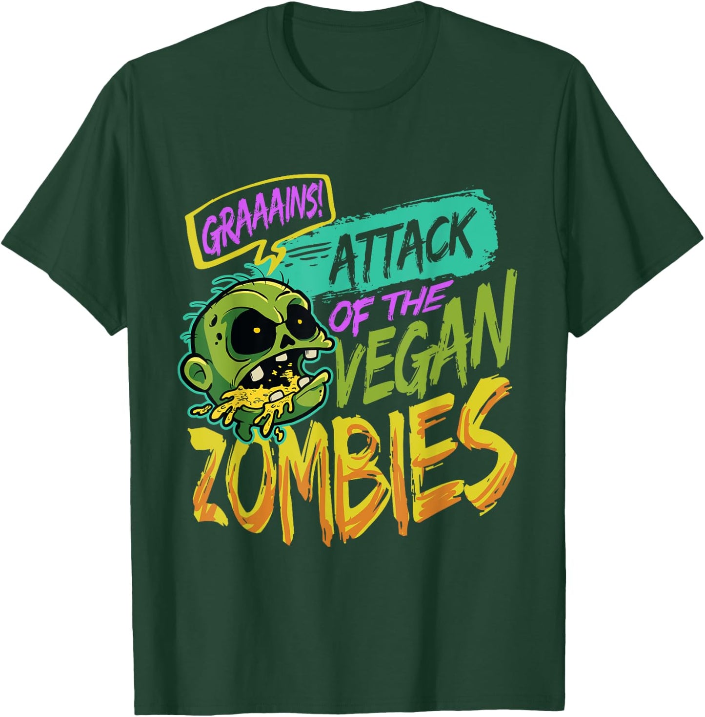 Attack Of The Vegan Zombies Vegetarian Halloween T-Shirt - T-Shirt | Forest