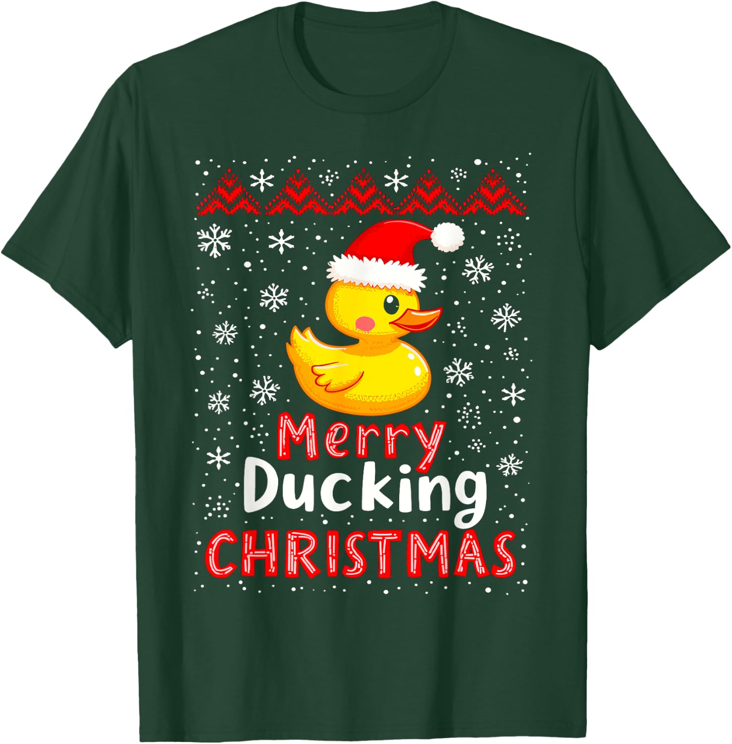 Merry Ducking Christmas Ugly Duck Christmas Sweater Jumper T-Shirt - T-Shirt | Forest