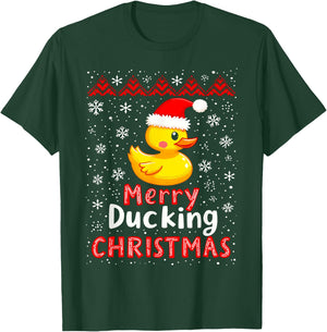 Merry Ducking Christmas Ugly Duck Christmas Sweater Jumper T-Shirt - T-Shirt | Forest