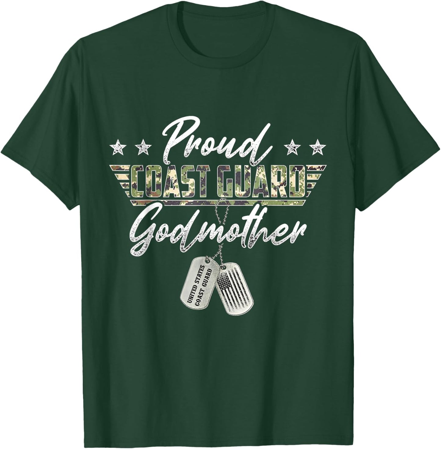 Proud Coast Guard Godmother American Military Gifts T-Shirt - T-Shirt | Forest