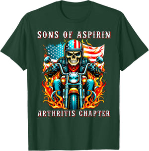 Sons of Aspirin Arthritis Chapter USA Flag Biker Motorcycle Men T-Shirt - T-Shirt | Forest