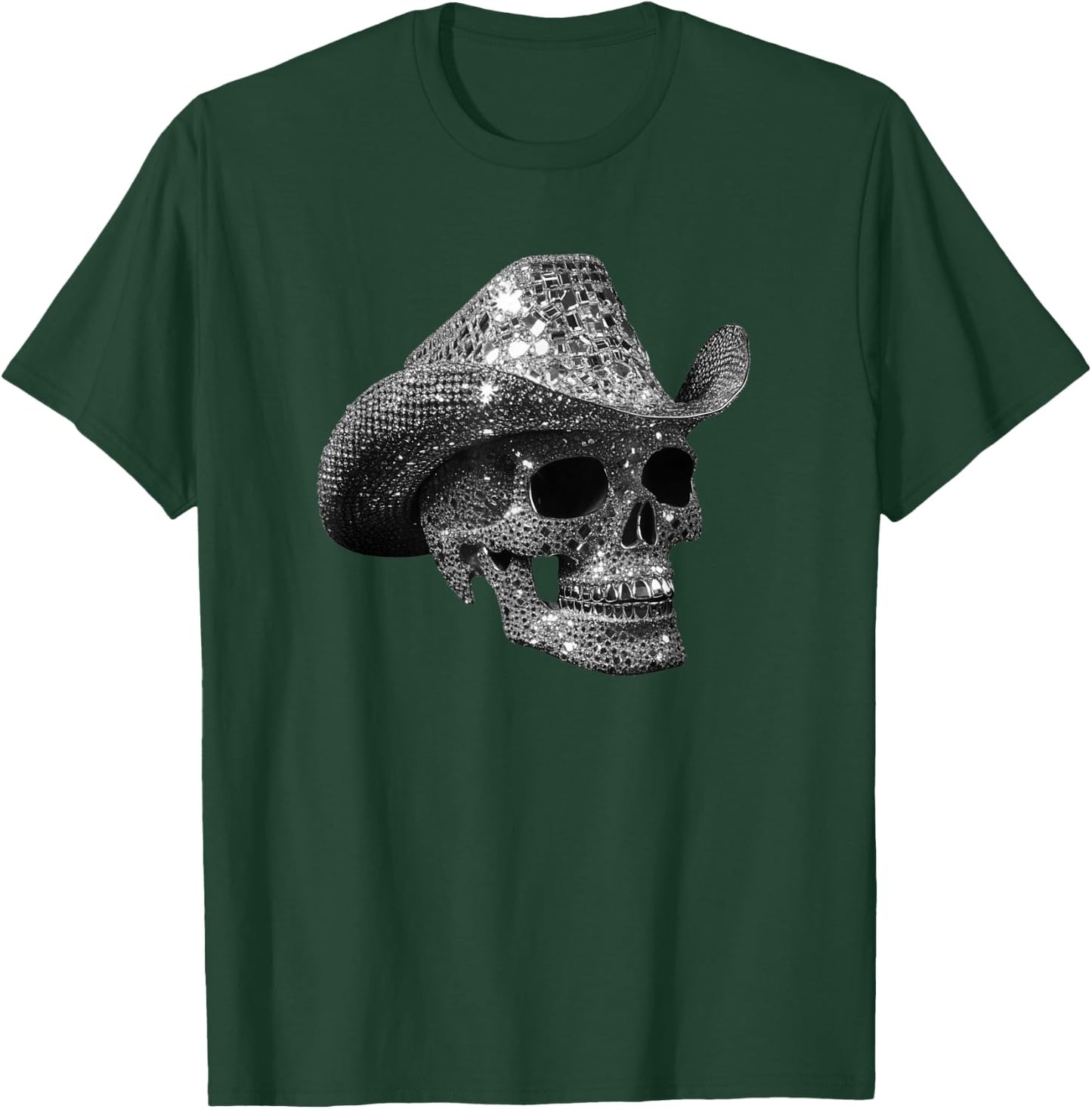 Diamond Skull with Cowboy Hat , black T-Shirt - T-Shirt | Forest