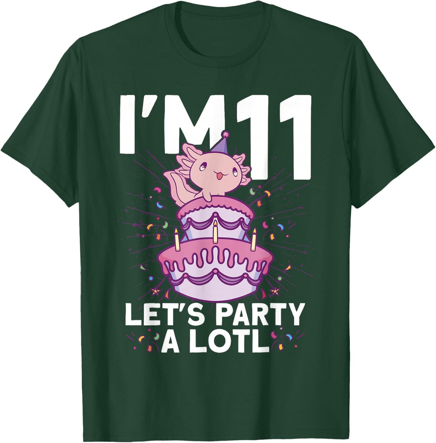I'm 11 bday Axolotl party cute 11th Birthday Kids Axolotl T-Shirt - T-Shirt | Forest