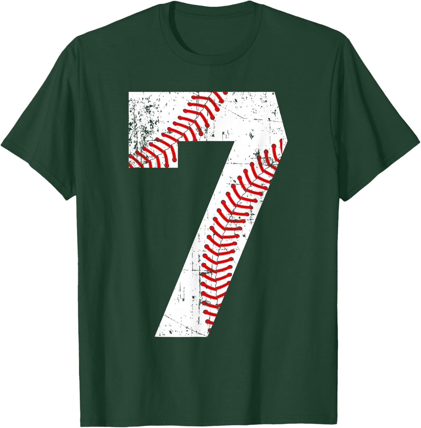 Vintage Baseball 7 Jersey Number T-Shirt - T-Shirt | Forest