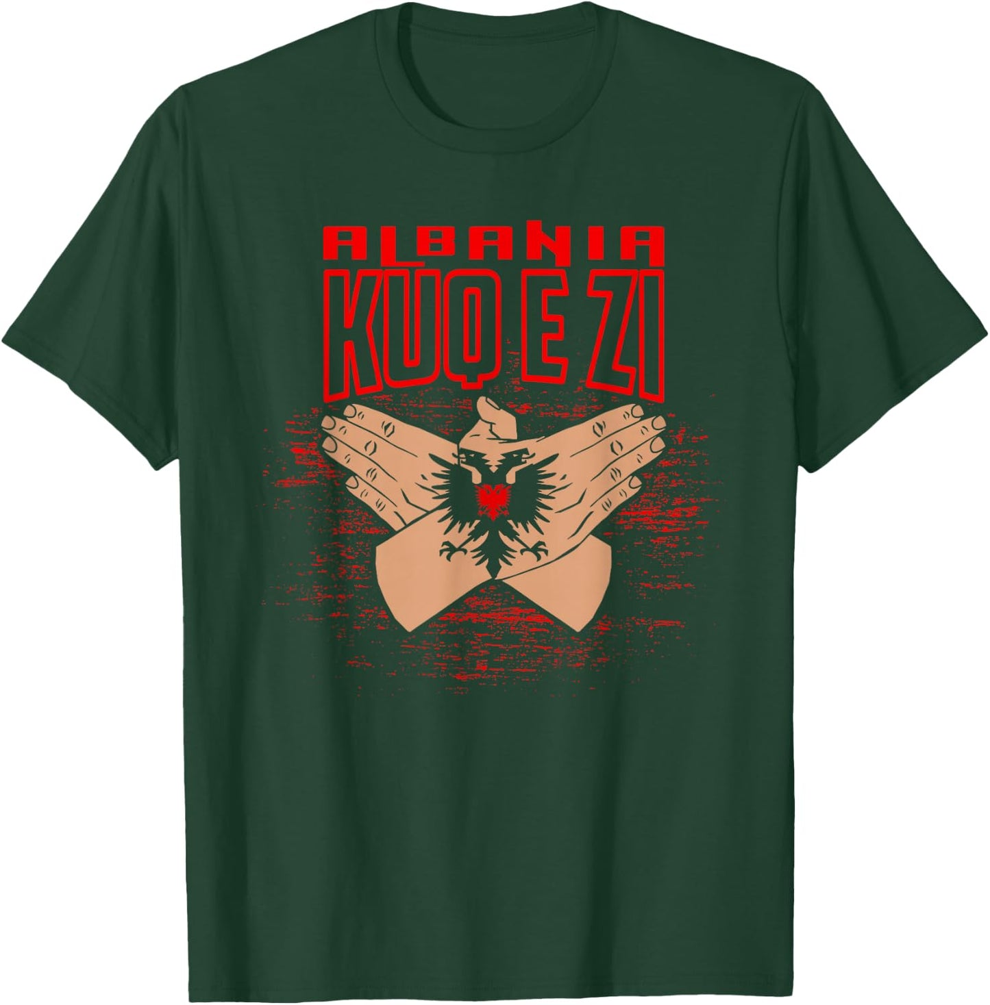 Double Eagle Hand Sign Kuq E Zi Albania T-Shirt - T-Shirt | Forest