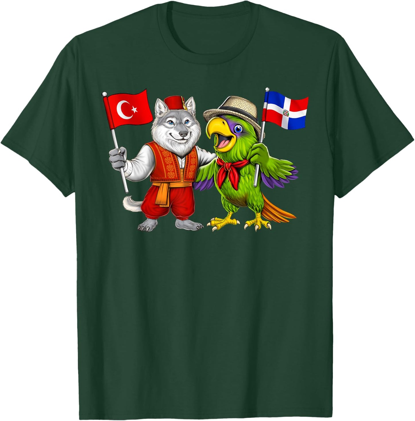 Turkey Dominican Republic Flag Turkish Dominican Roots T-Shirt - T-Shirt | Forest
