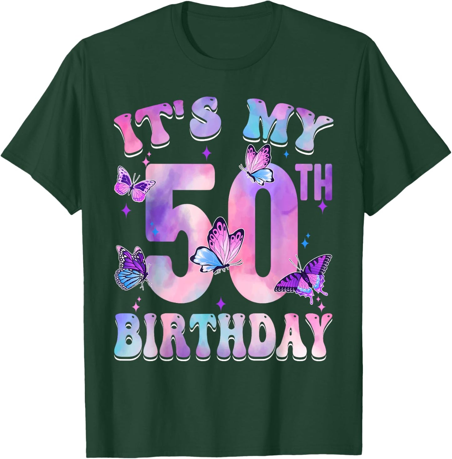 It's My 50th Birthday Butterfly Theme 50 Year Old Party Girl T-Shirt - T-Shirt | Forest