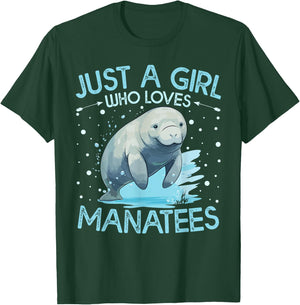 Floral Manatee Just A Girl Who Loves Manatee T-Shirt - T-Shirt | Forest
