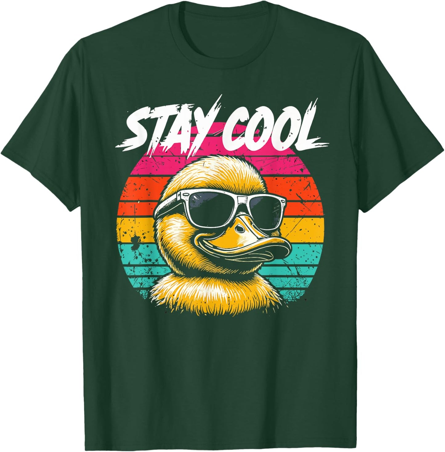 Stay Cool Duck Stuff Ducks Product Vintage Sunset Retro Duck T-Shirt - T-Shirt | Forest