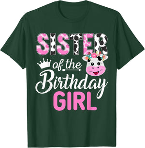 Sister of The Birthday Girl Farm Cow 1 St Birthday Girl T-Shirt - T-Shirt | Forest