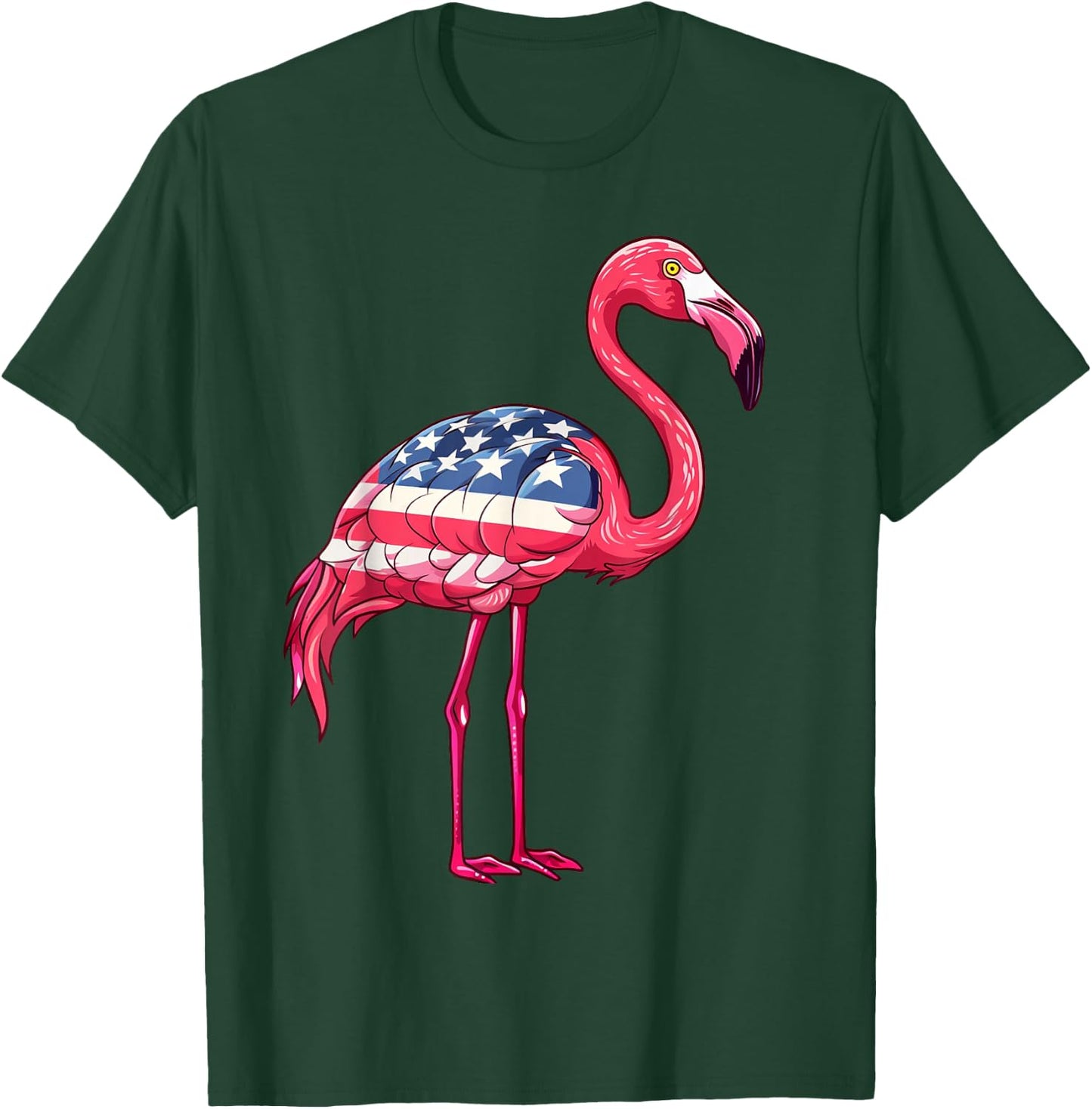 Flamingos American Flag 4th of July Flamingos Gifts Women T-Shirt - T-Shirt | Forest