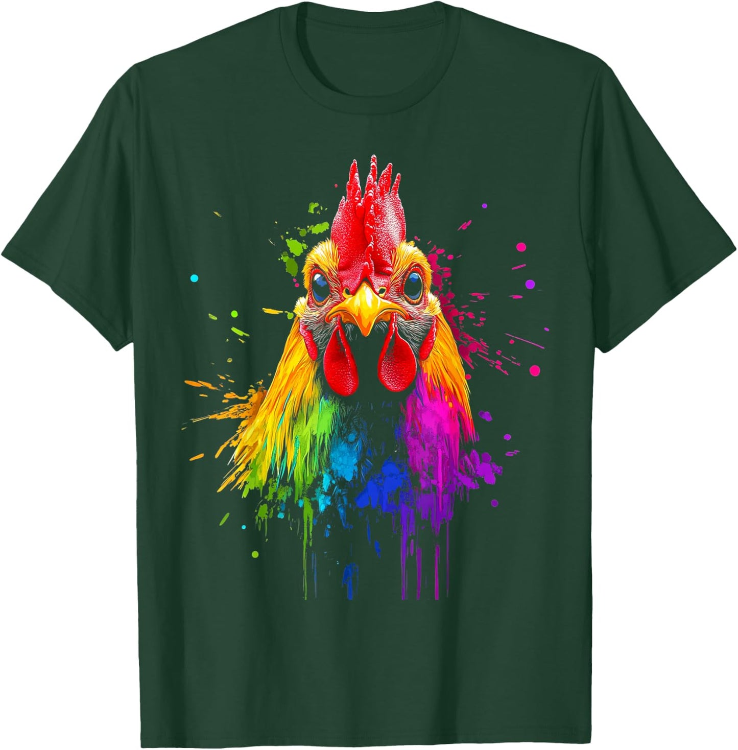 Design With A Rooster On It Rainbow Rooster On A T-Shirt - T-Shirt | Forest