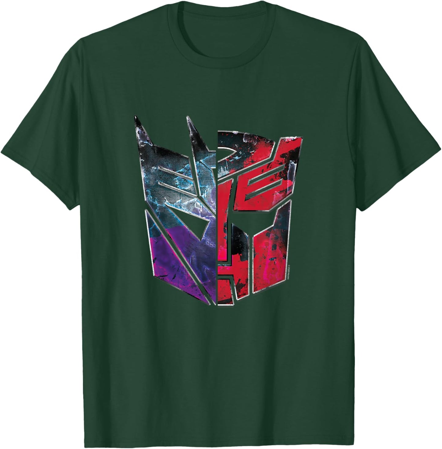 Kinder Transformers Autobot Decepticon Split Face Faded Logo T-Shirt - T-Shirt | Forest
