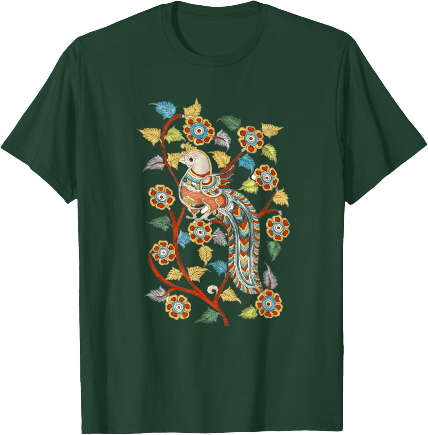 Kalamkari Peacock T-Shirt - T-Shirt | Forest