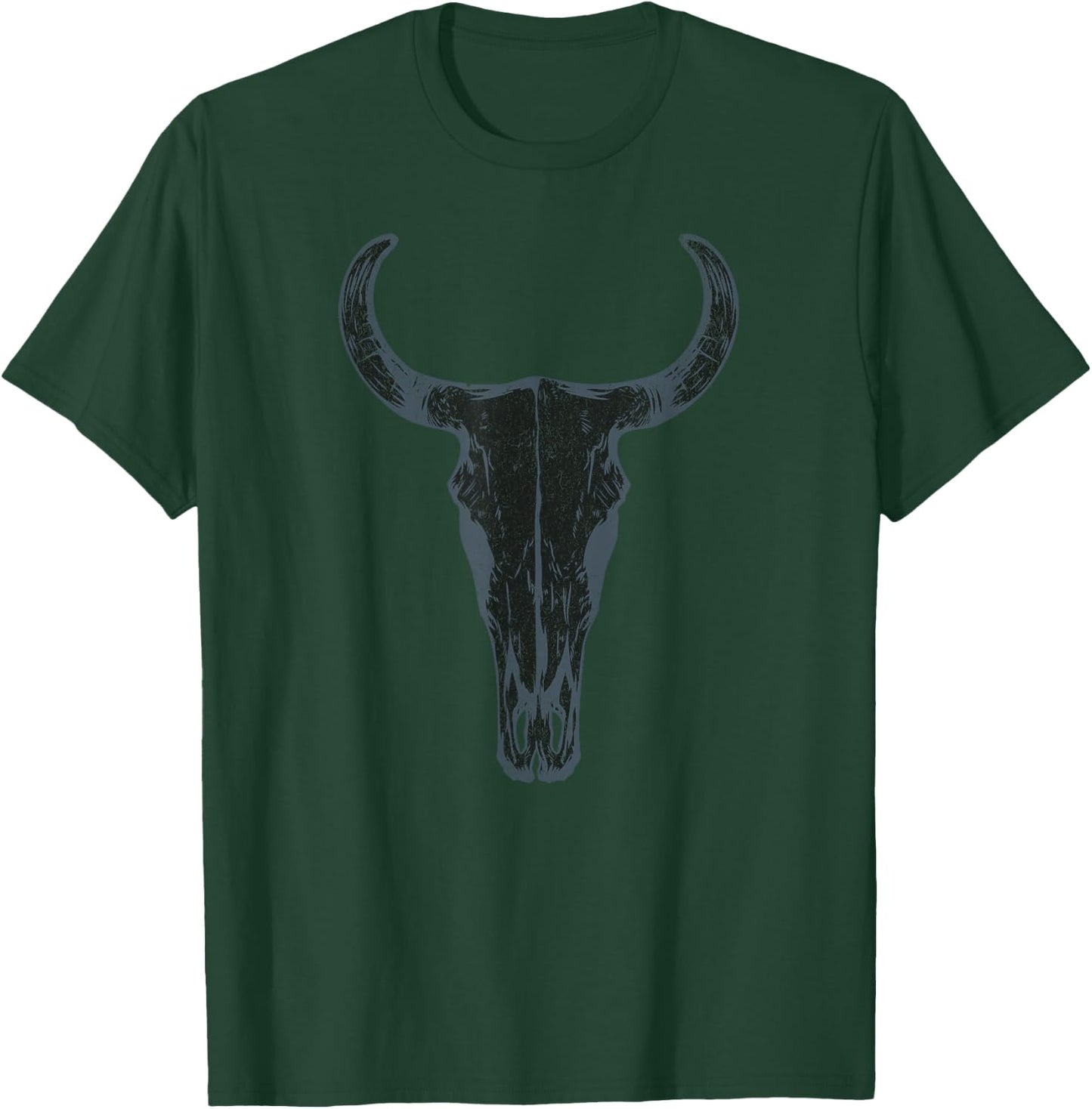 Boho Cow Skull, Western Steer Skull Cowgirl Rancher T-Shirt - T-Shirt | Forest
