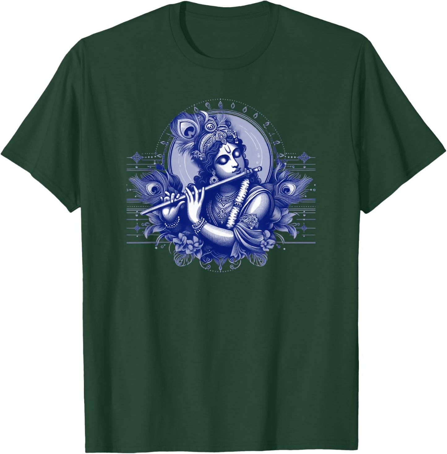 Krishna playing flute and peacock feather crown T-Shirt - T-Shirt | Forest