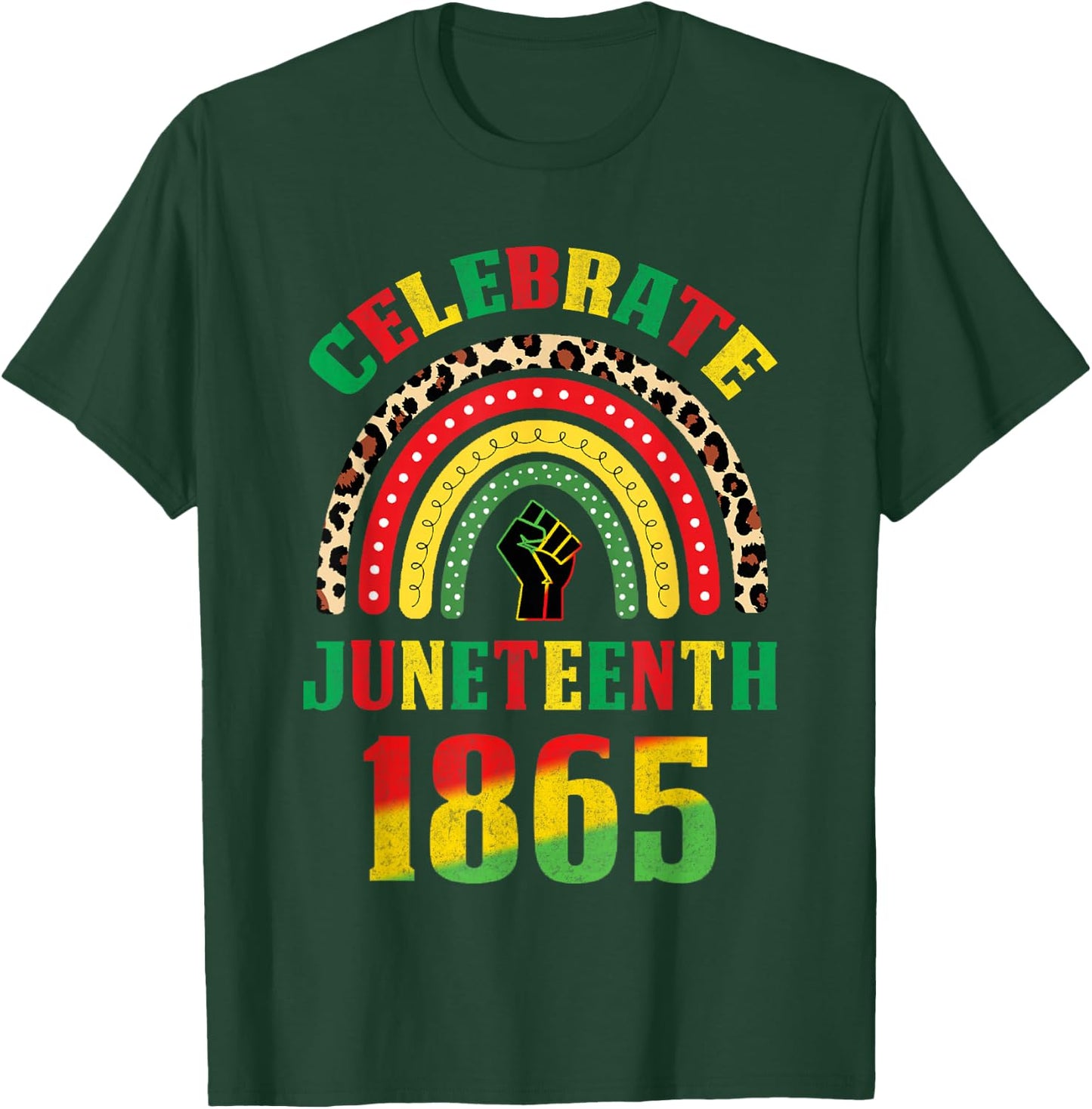 African American Celebration Juneteenth Rainbow Leopard Skin T-Shirt - T-Shirt | Forest