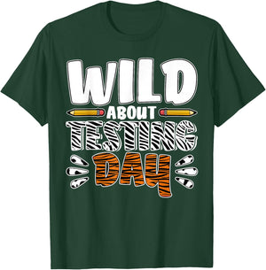 Wild About Testing Day Women Leopard Teacher Test Day T-Shirt - T-Shirt | Forest