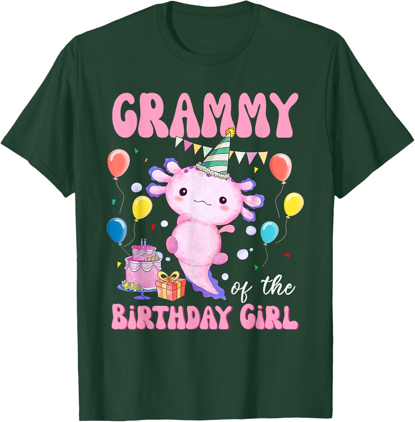 Grammy of the Birthday Axolotl Bday Birthday Axolotl T-Shirt - T-Shirt | Forest
