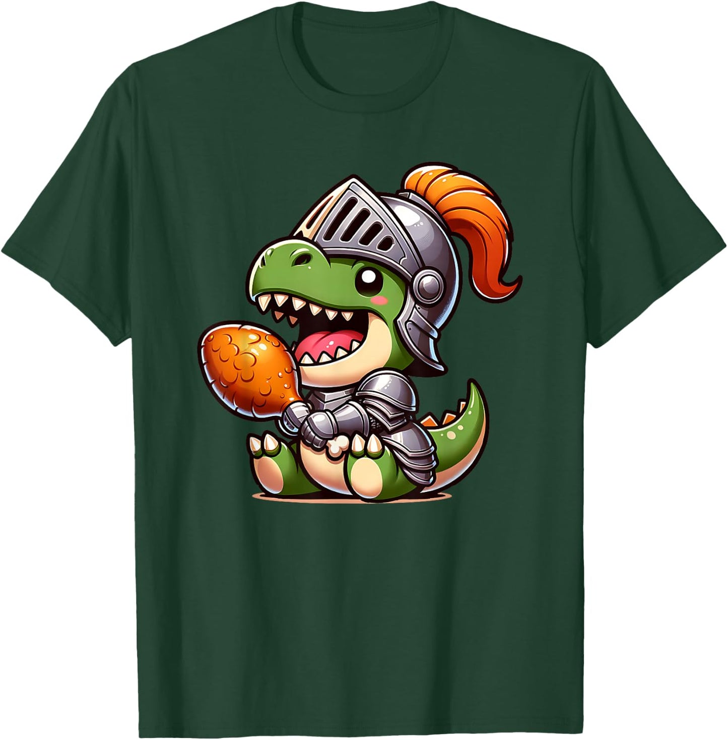 Ren Faire Festival T-Rex Dinosaur Medieval Knight Turkey Leg T-Shirt - T-Shirt | Forest