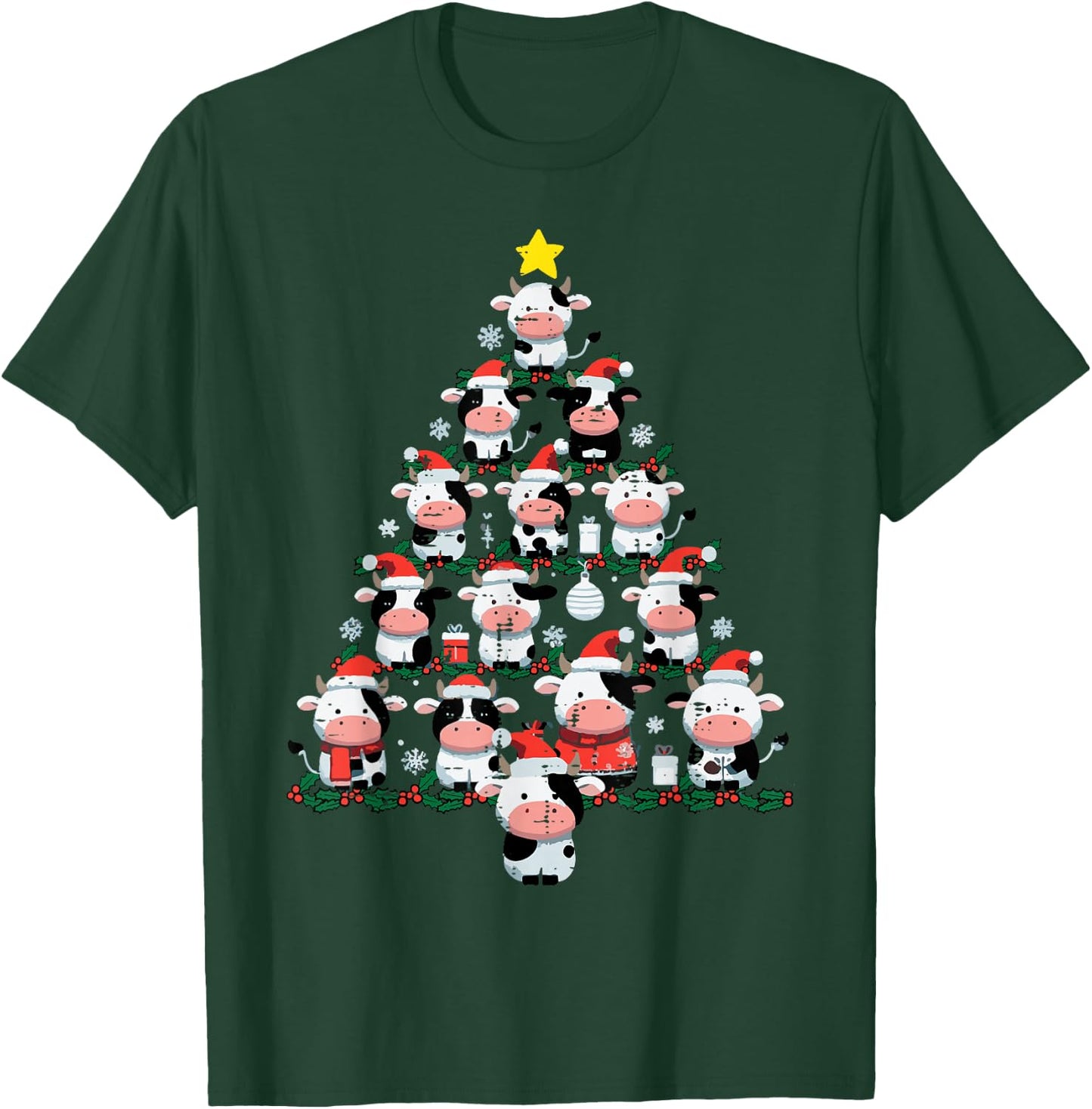 Cows Christmas Tree Xmas Farm Animal Toddler Boys Girls Kids T-Shirt - T-Shirt | Forest