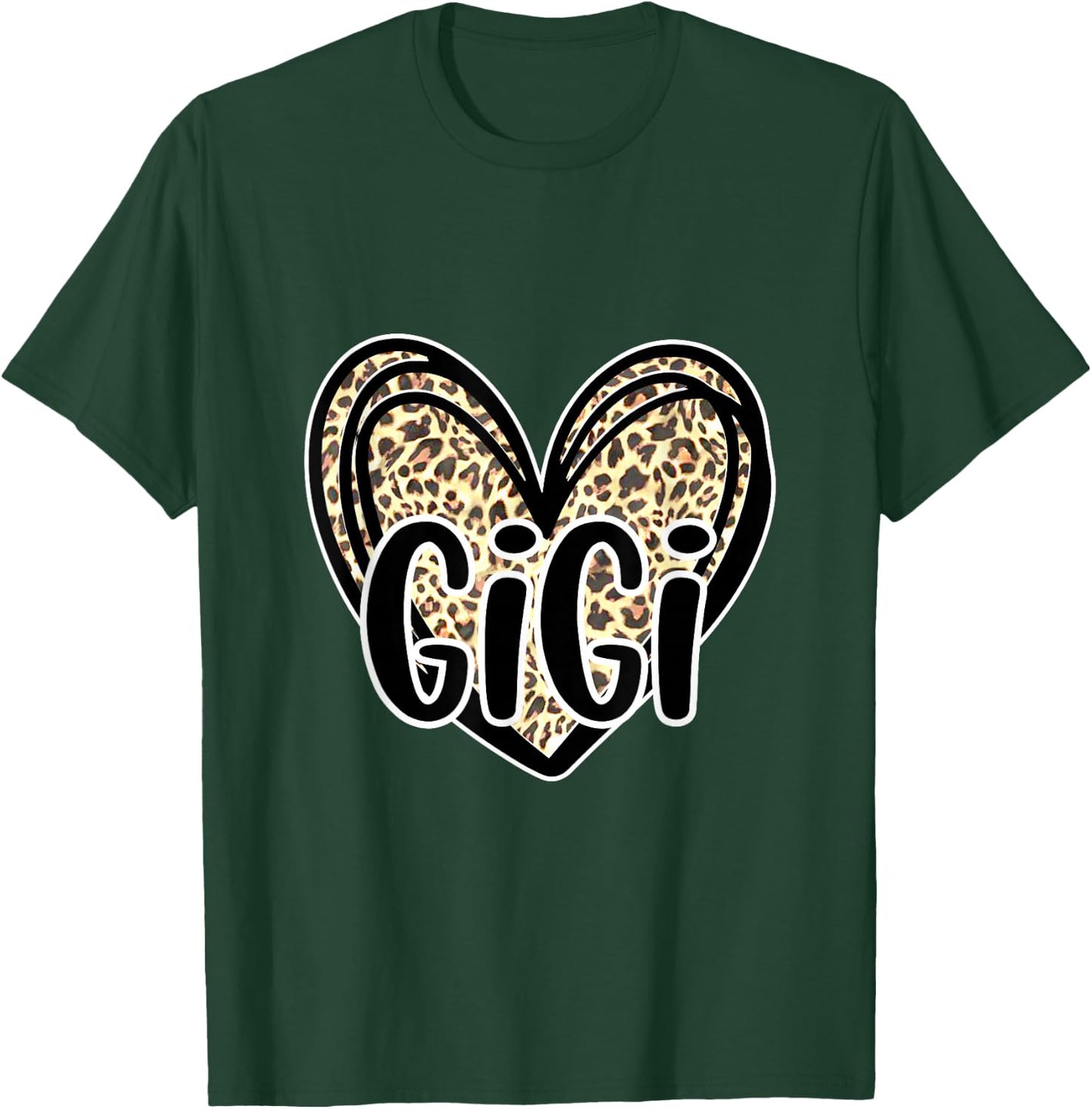 Cute Gigi, Women's Leopard Cheetah Print Heart Grandmother T-Shirt - T-Shirt | Forest