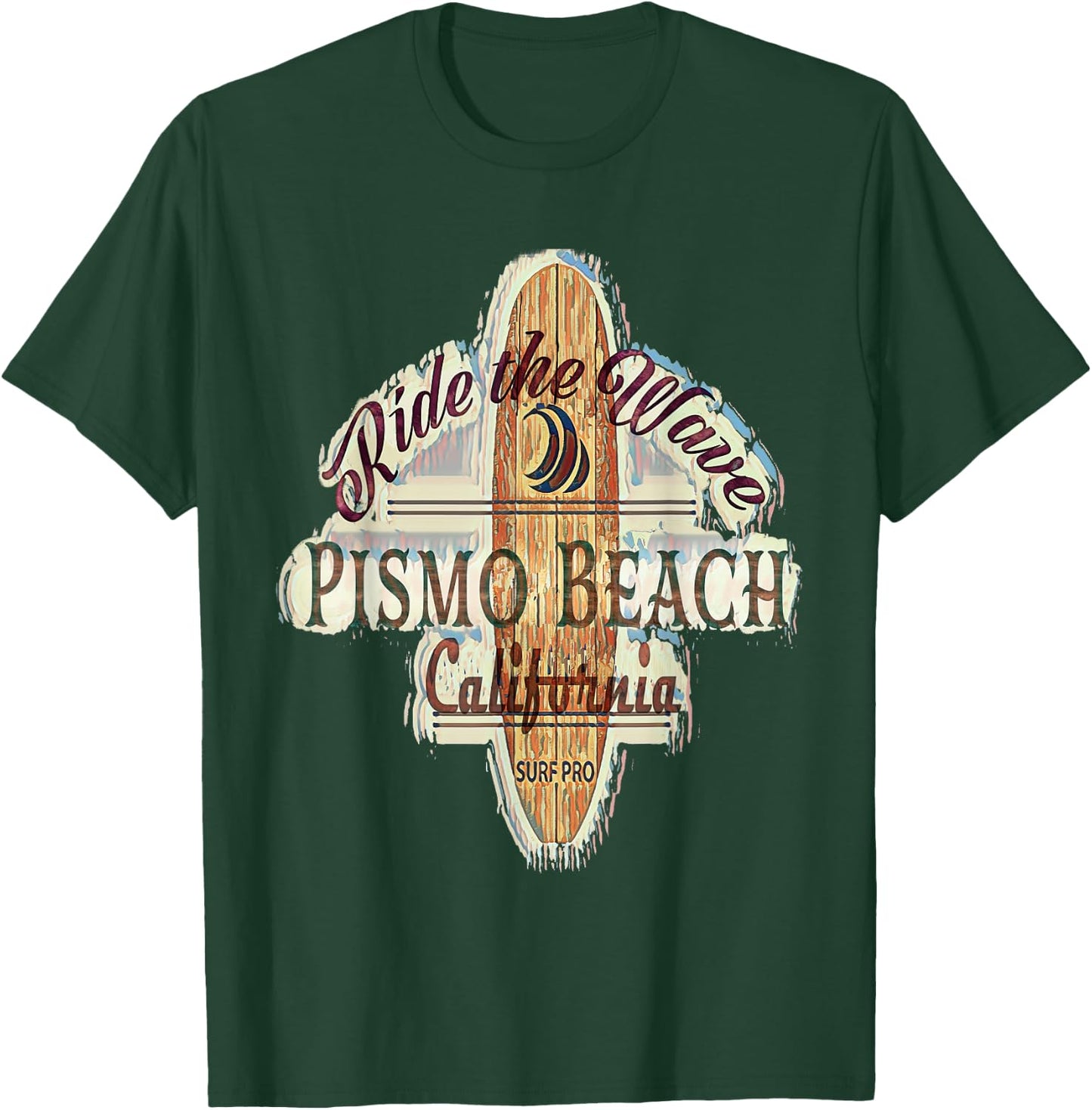 Surfing, Surfboard, Surfer Pismo Beach, California T-Shirt - T-Shirt | Forest