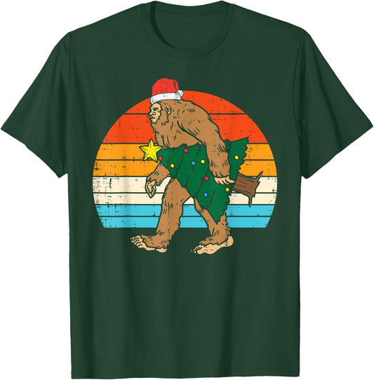 Bigfoot Sasquatch Christmas Tree Funny Xmas Men T-Shirt - T-Shirt | Forest
