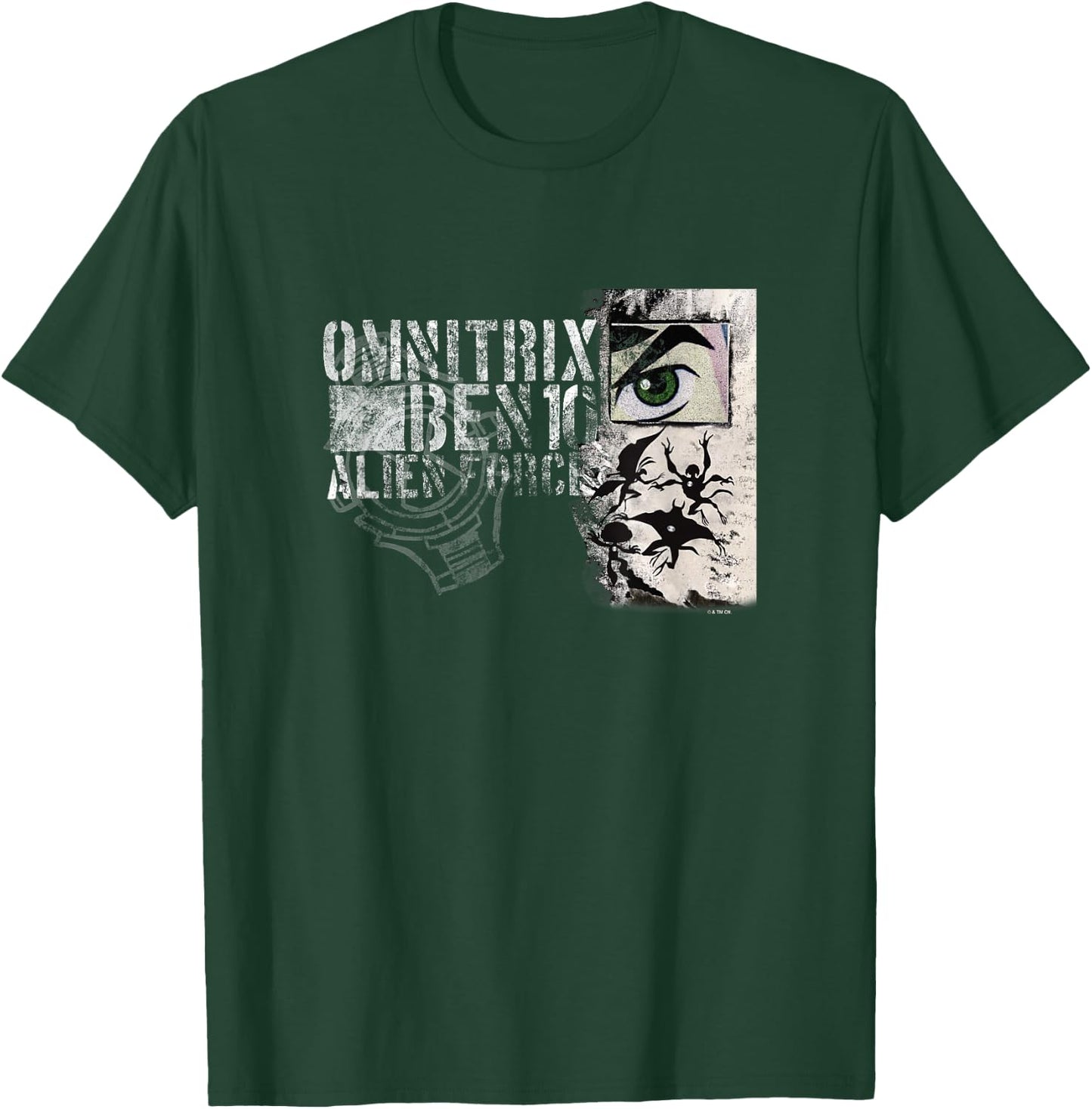 Ben 10: Alien Force Omnitrix Heroes Silhouettes Distressed T-Shirt - T-Shirt | Forest