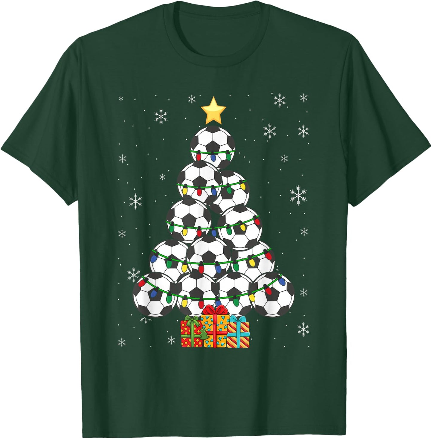 Soccer Christmas Tree Xmas Player Boys Girls Men Women Kids T-Shirt - T-Shirt | Forest