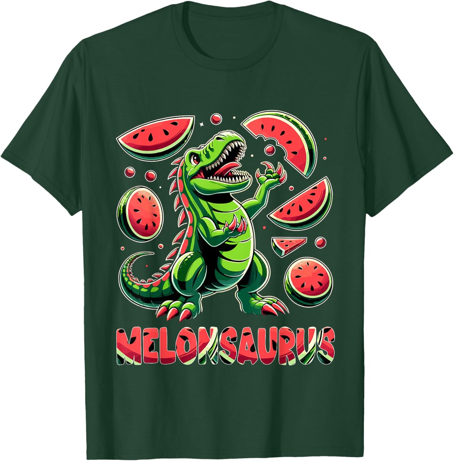Melonsaurus Watermelon Dinosaur Summer Tropical Vacation T-Shirt - T-Shirt | Forest