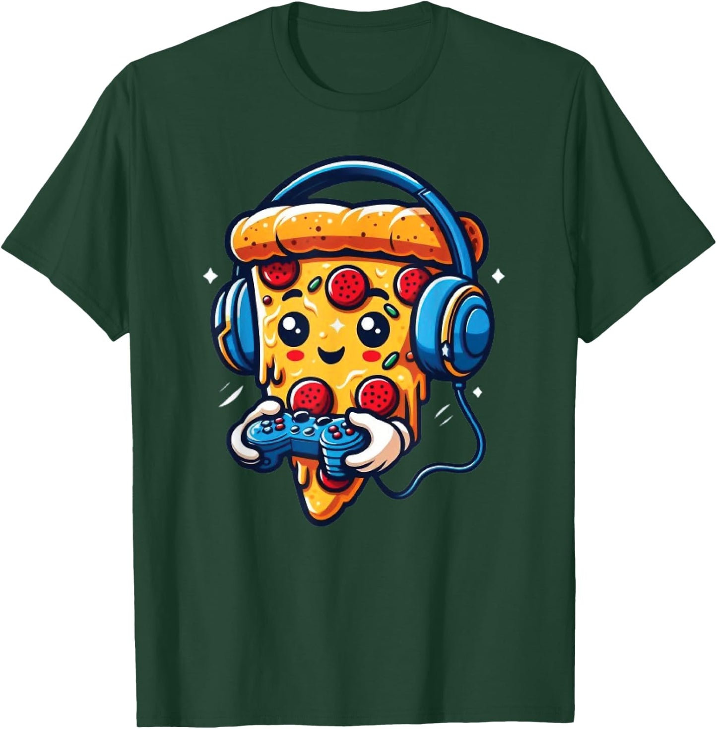 Gamer Pizza Video Gaming Funny Food Men Boys Kids Teen Youth T-Shirt - T-Shirt | Forest