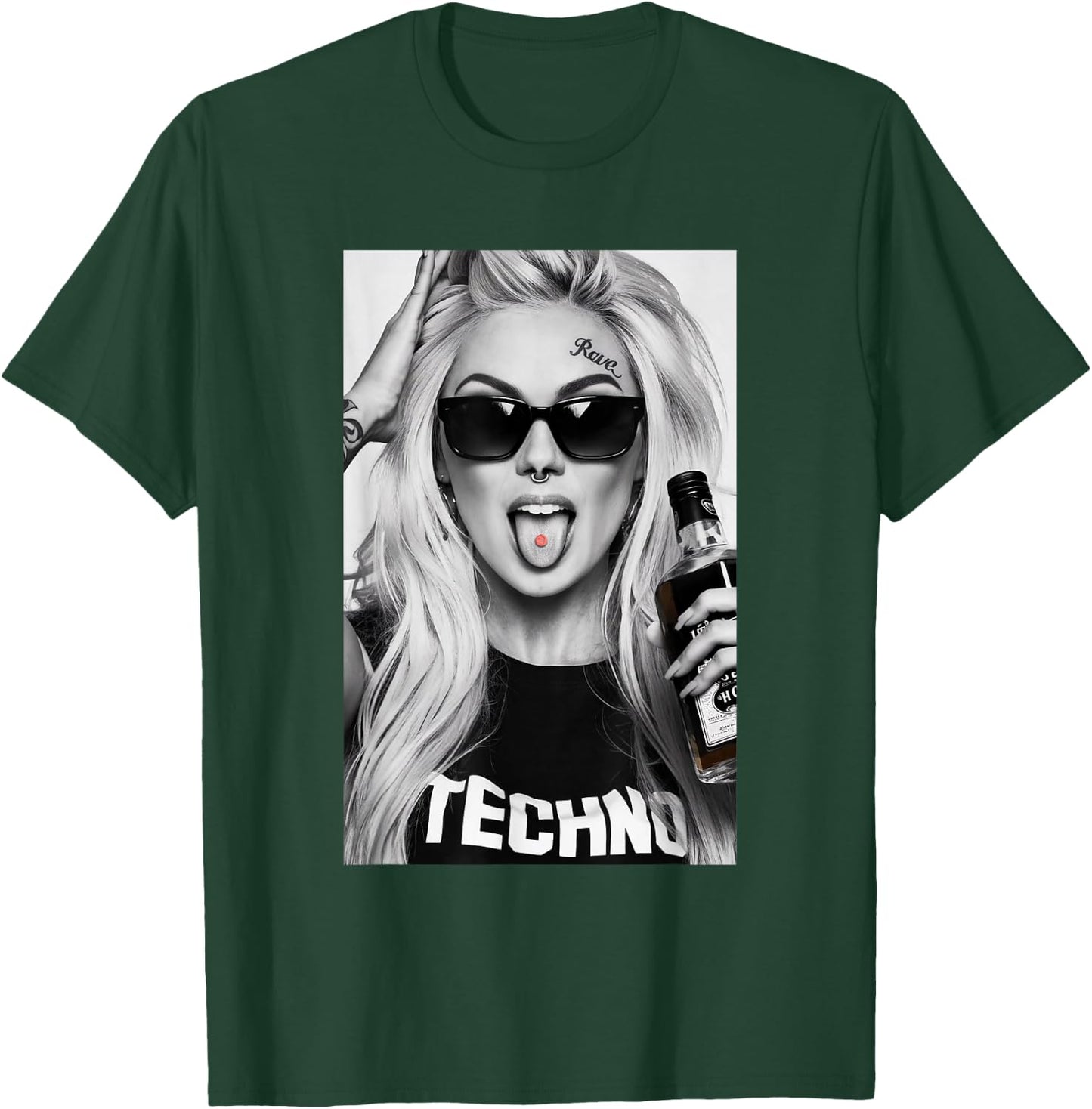 Blonde Techno Girl | Rave, Festival, Techno , black T-Shirt - T-Shirt | Forest
