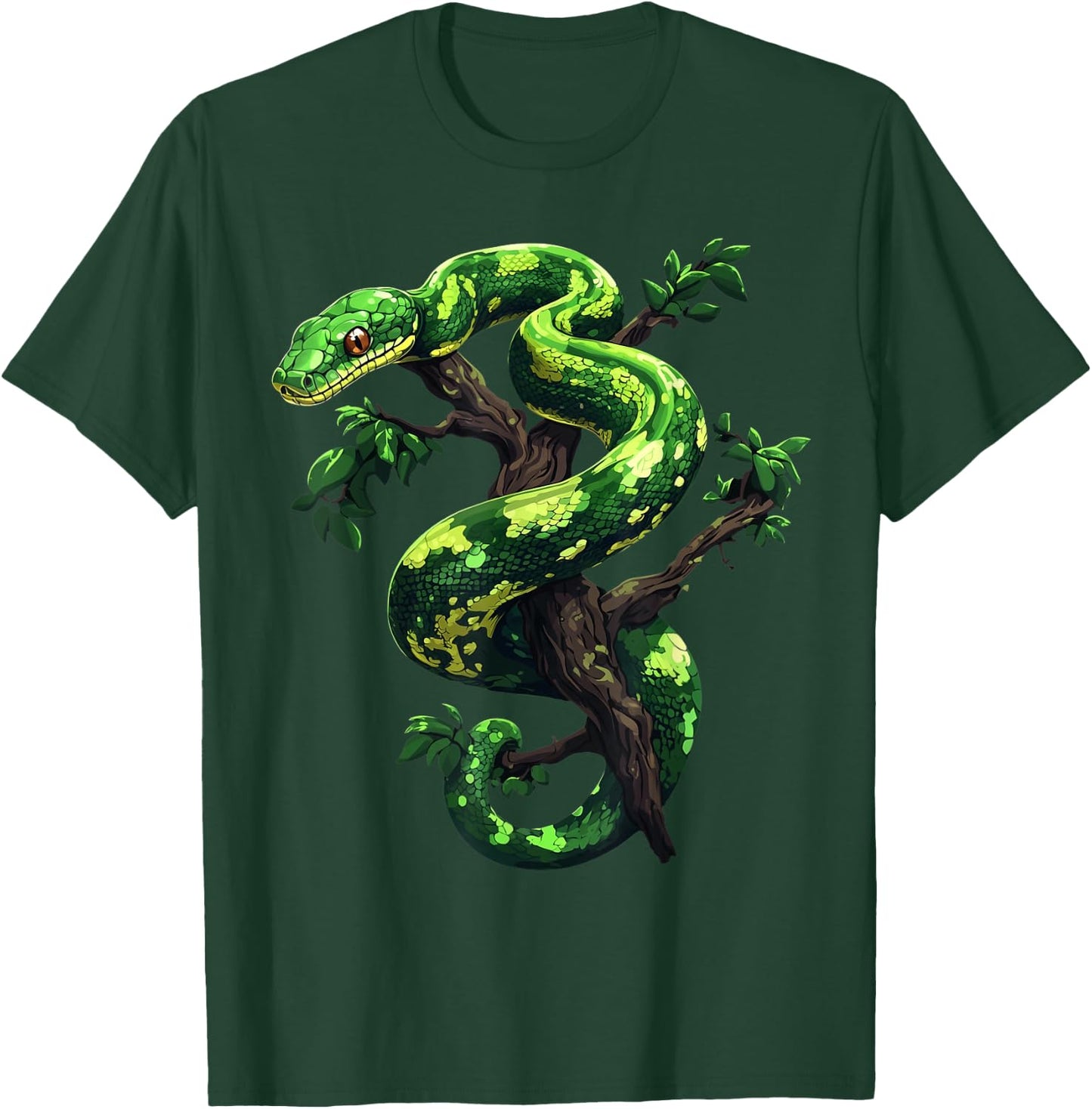 Funny Green Tree Python Lover Snakes Reptiles T-Shirt - T-Shirt | Forest