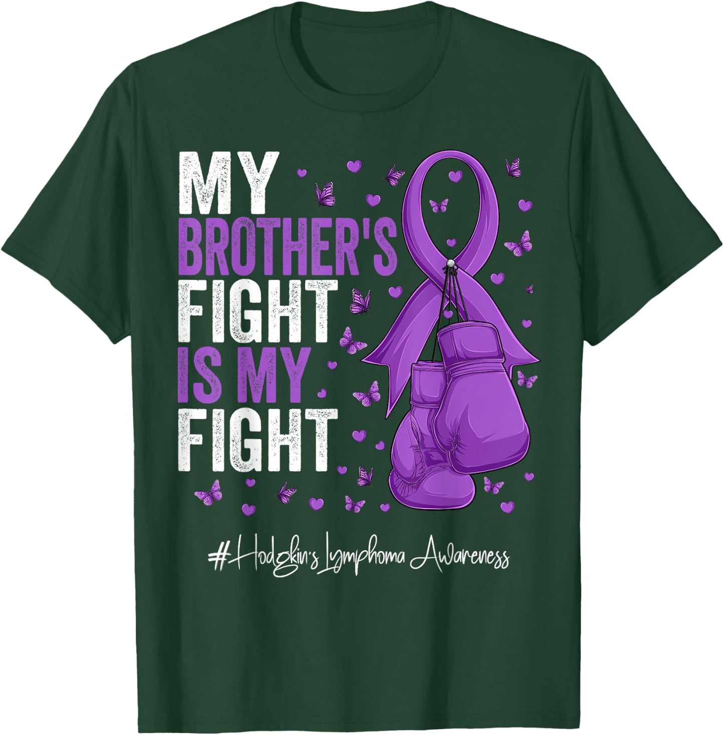 Purple Ribbon Brother Hodgkins Lymphoma Awareness T-Shirt - T-Shirt | Forest