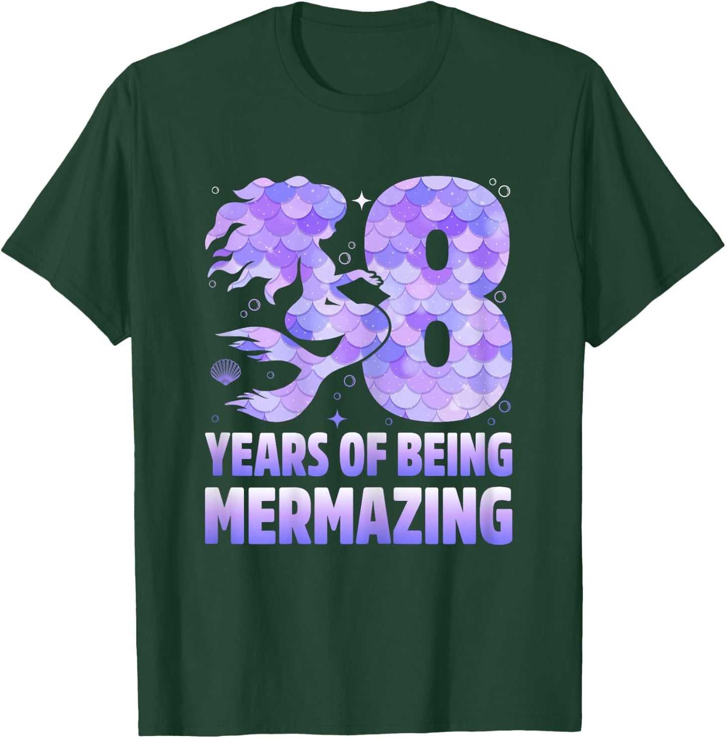 8 Years Of Being Mermazing Mermaid 8th Birthday Girls T-Shirt - T-Shirt | Forest