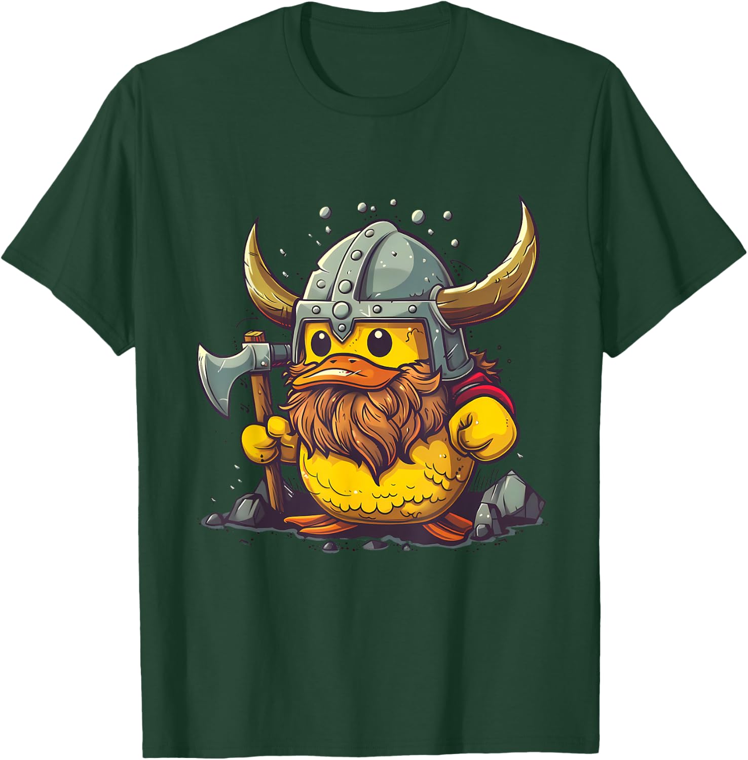 Viking Duck Rubber Duck Lover Viking Helmet Rubber Duck T-Shirt - T-Shirt | Forest