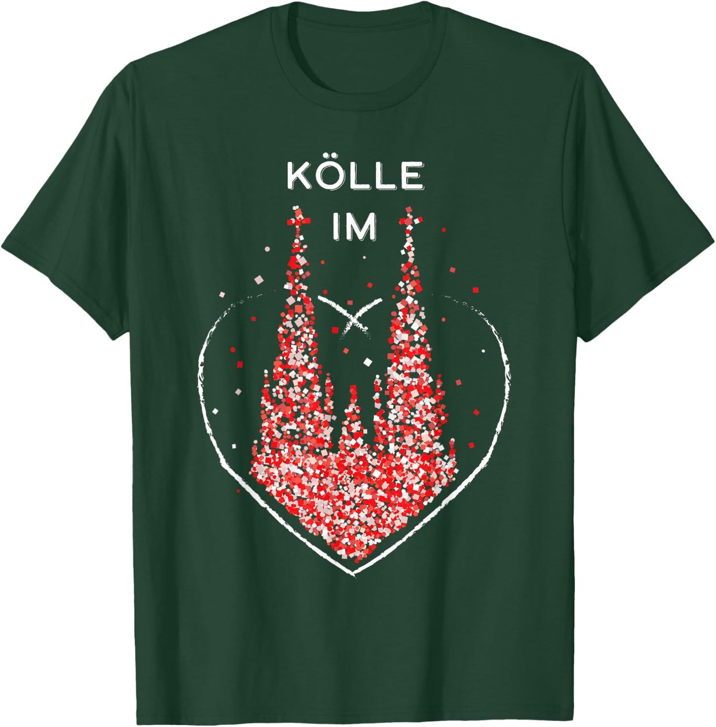 Cologne in the Heart Cologne Cathedral Carnival Red White Kölsch Carnival, black, s T-Shirt - T-Shirt | Forest