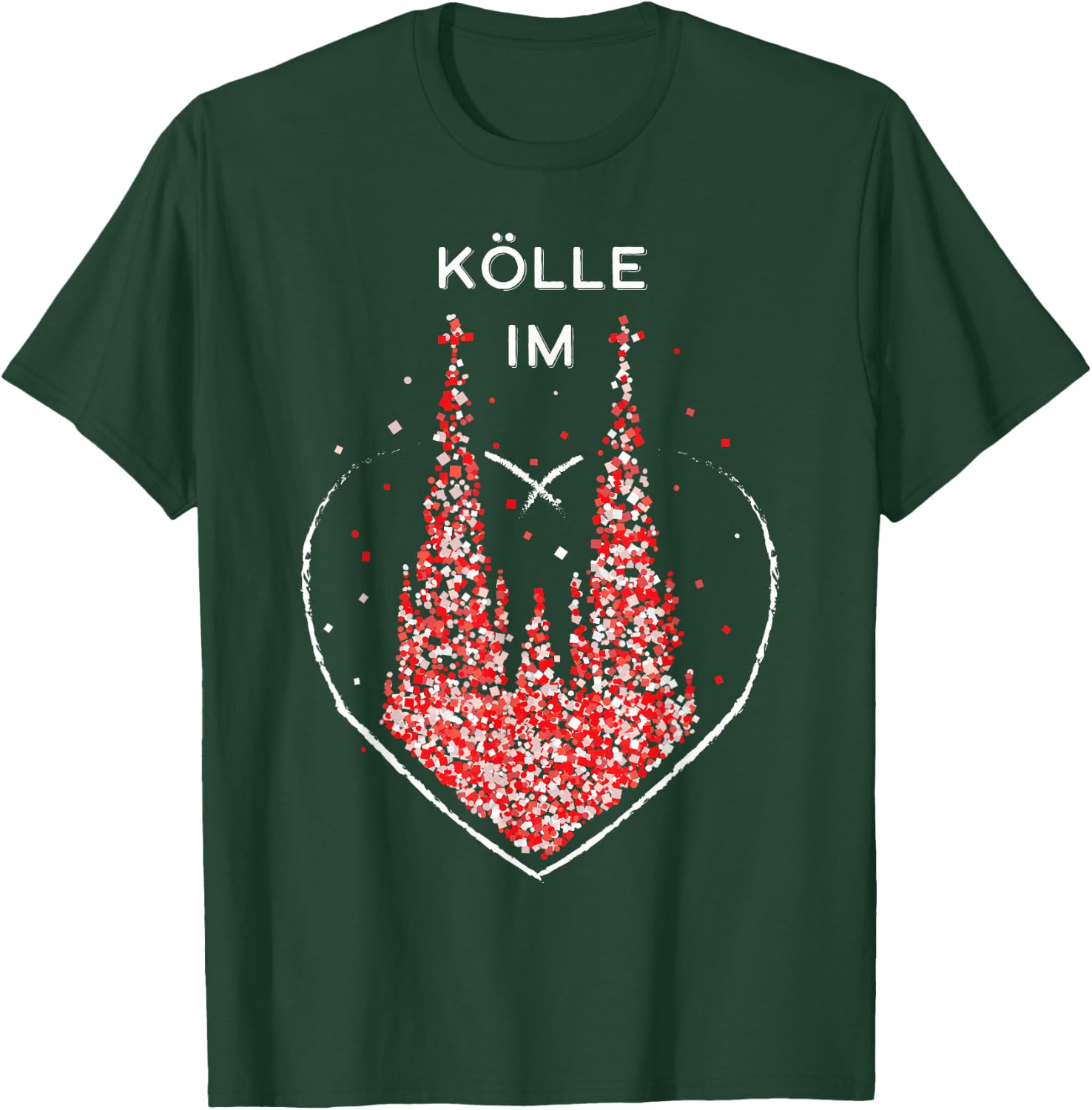Cologne in the Heart Cologne Cathedral Carnival Red White Kölsch Carnival, black, s T-Shirt - T-Shirt | Forest