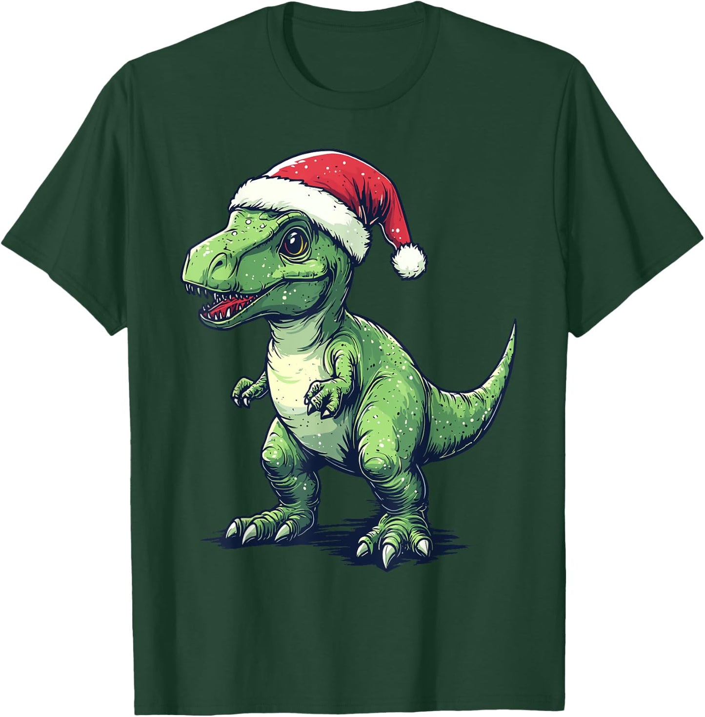 Dinosaur Santa Hat Funny Dinosaur Lovers Christmas Pajama T-Shirt - T-Shirt | Forest