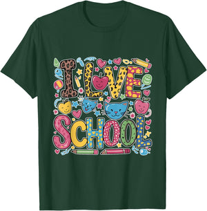 I Love School - Fun and Playful Kids Teachers T-Shirt - T-Shirt | Forest