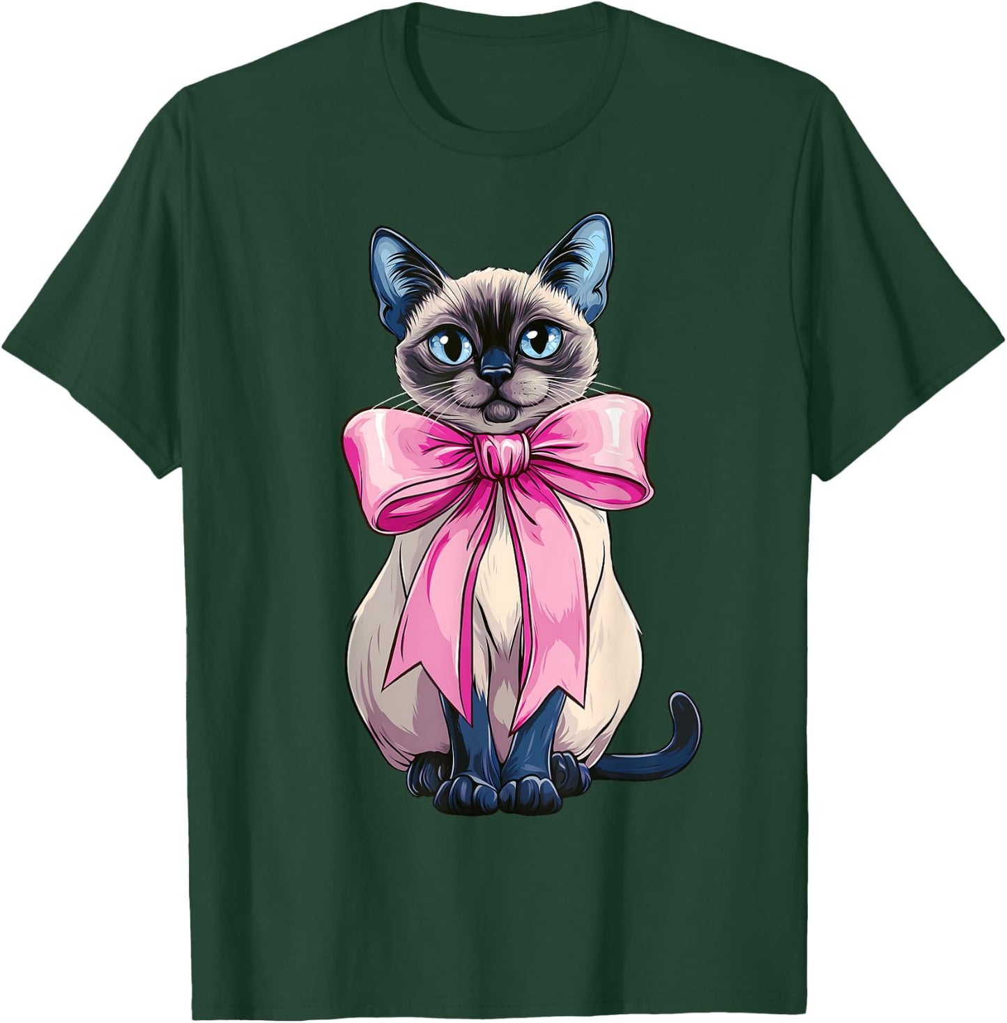 Coquette Bow Siamese Cat Mom Cute Pink Mothers Day Mom Girl T-Shirt - T-Shirt | Forest