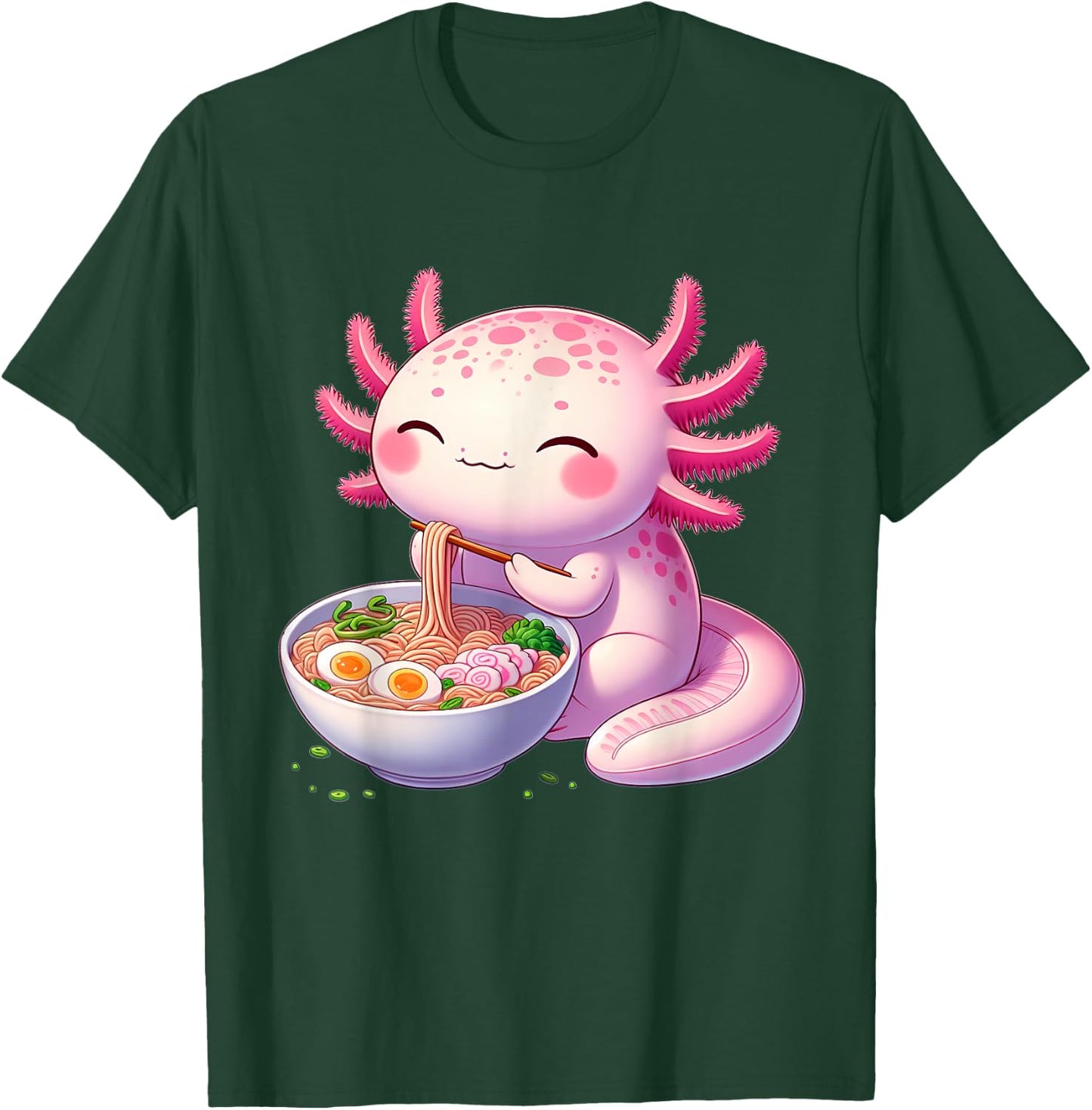 Anime Kawaii Axolotl Food Ramen Noodles Kids Teen Girls Boy , black T-Shirt - T-Shirt | Forest