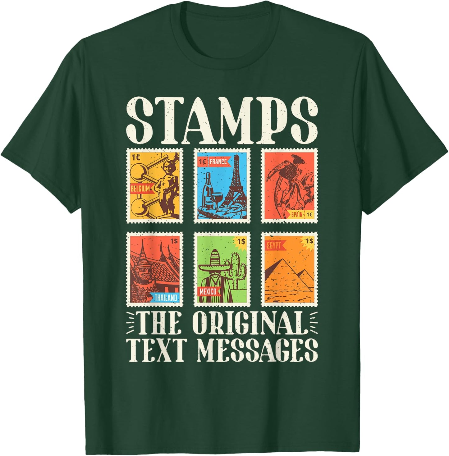 Stamps the original Text Messages Stamp Collector T-Shirt - T-Shirt | Forest