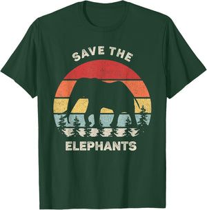 Retro Save The Elephants Shirt Animal Lover Vintage Elephant T-Shirt - T-Shirt | Forest