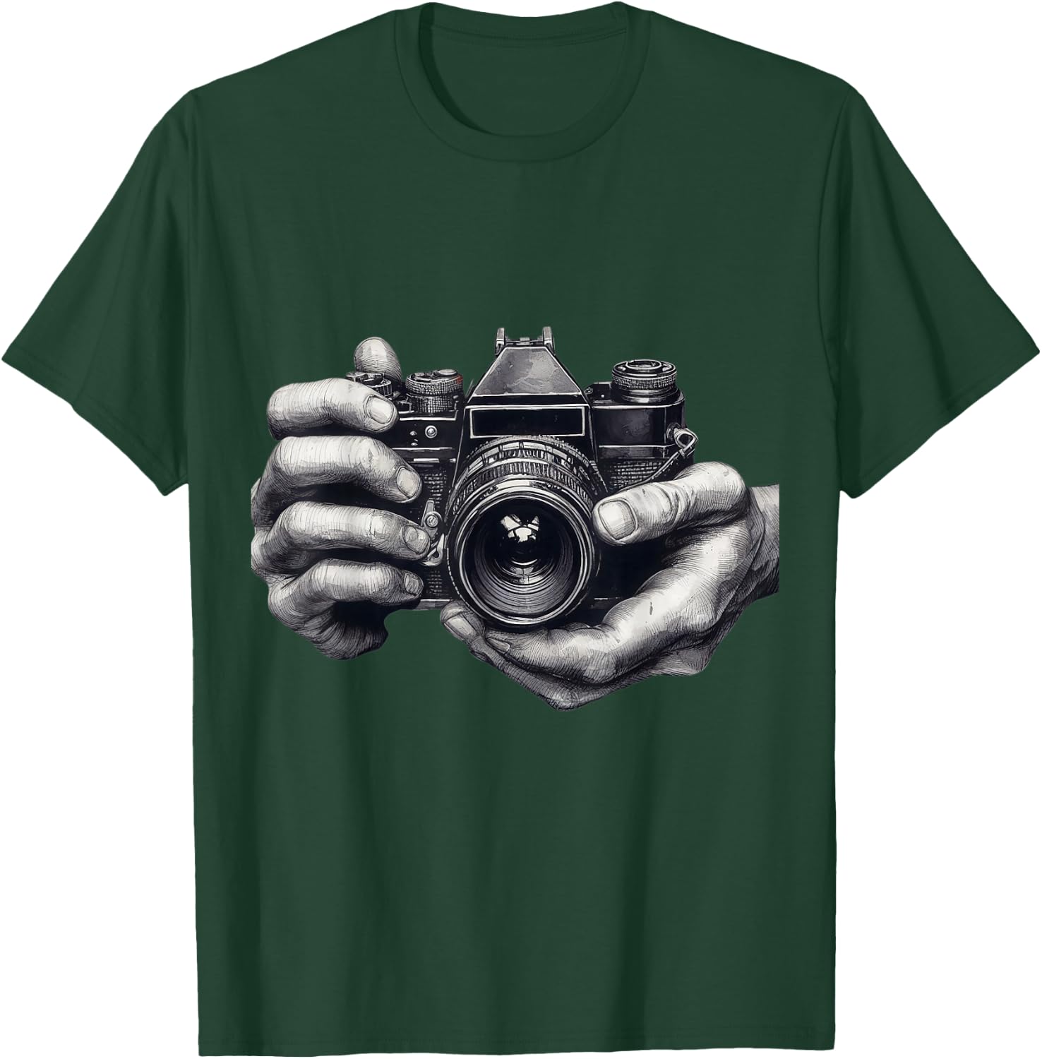 Analog Camera SLR Art Photographer Film Vintage , Black, S T-Shirt - T-Shirt | Forest