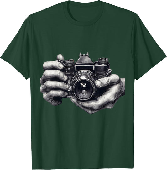 Analog Camera SLR Art Photographer Film Vintage , Black, S T-Shirt - T-Shirt | Forest