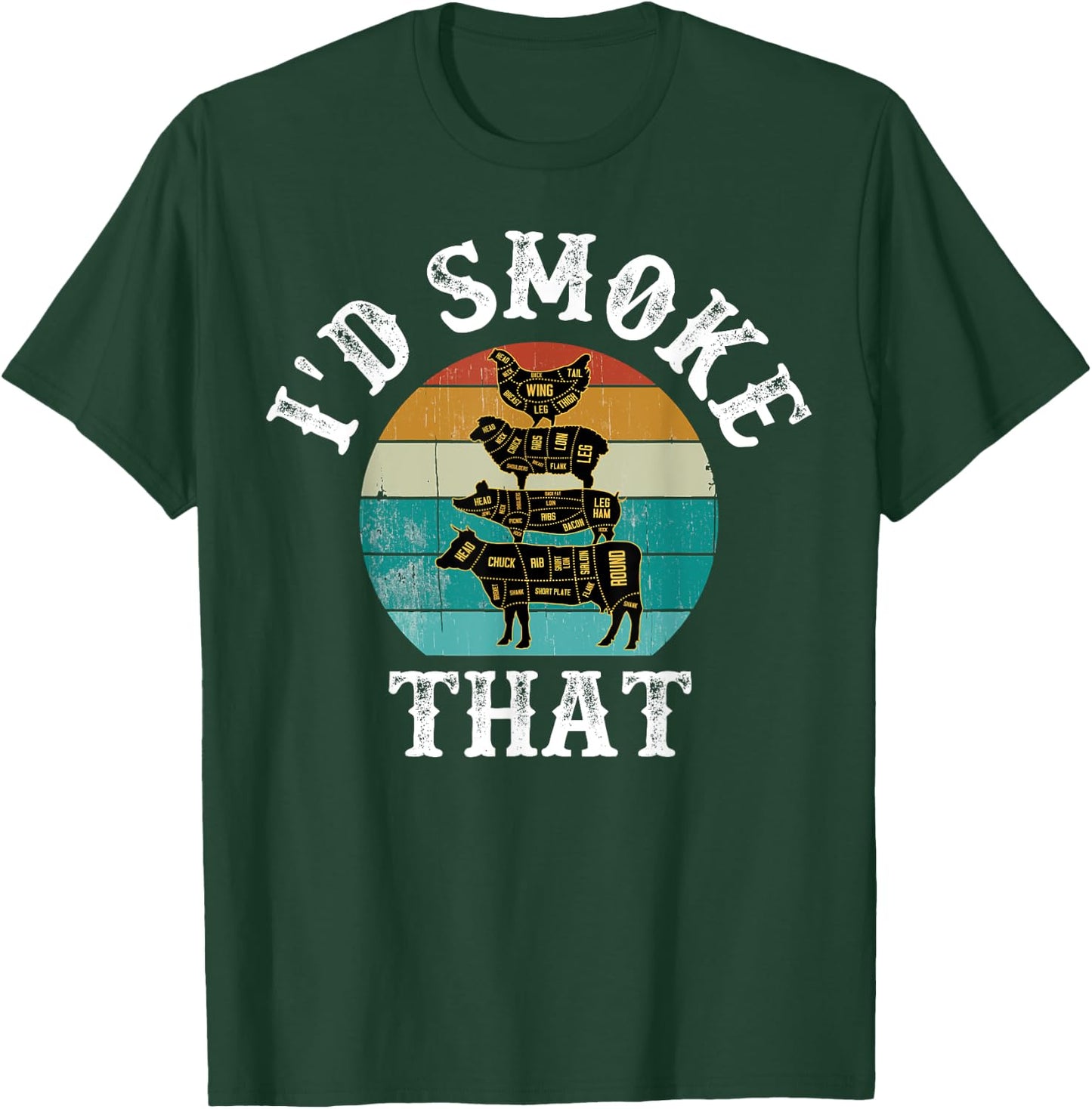 Funny retro bbq party smoker chef dad gifts - i'd smoke that T-Shirt - T-Shirt | Forest