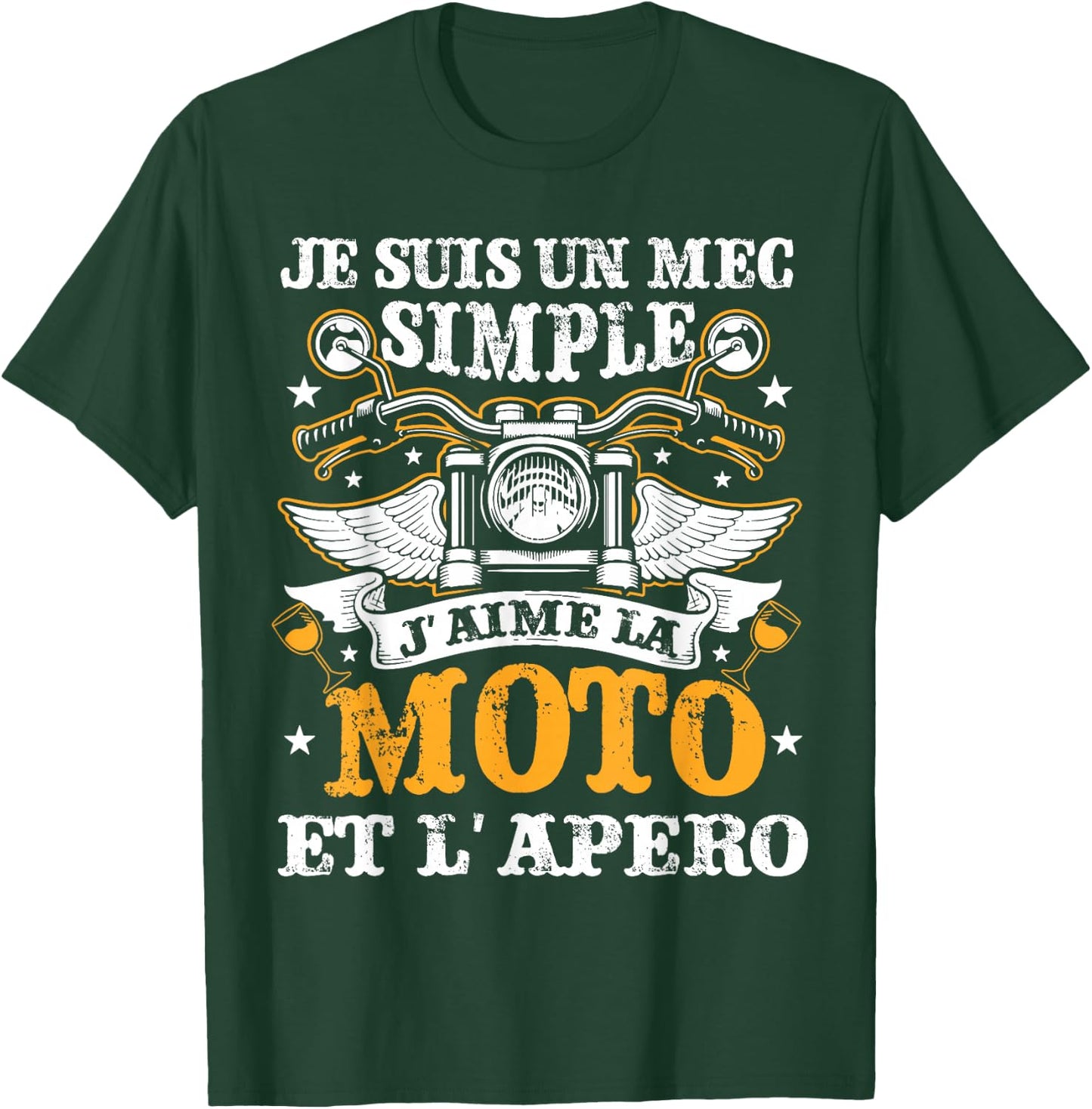 Je Suis Un Mec Simple J'aime La Moto Et L'apero , Black, S T-Shirt - T-Shirt | Forest
