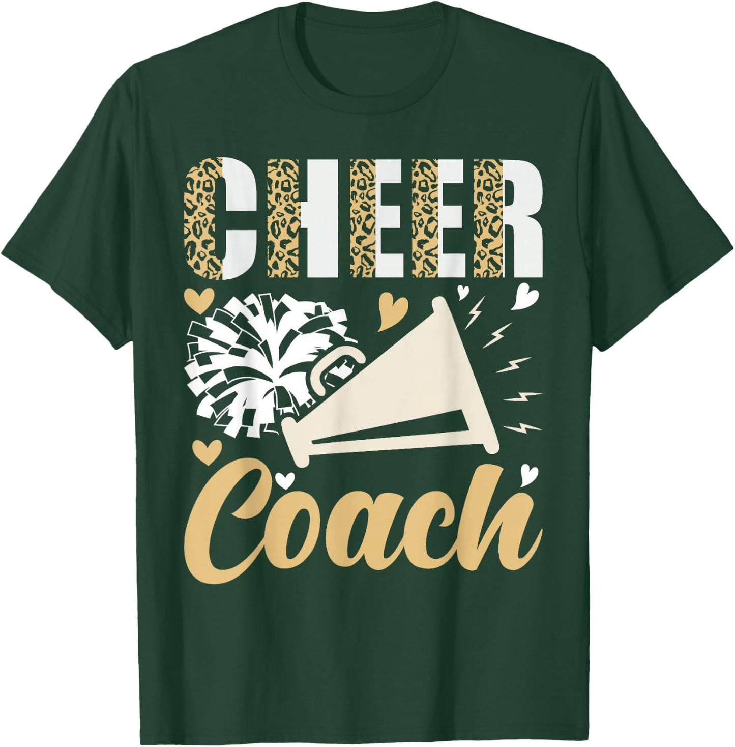 Cheer Coach Leopard Cheerleading Coach T-Shirt - T-Shirt | Forest